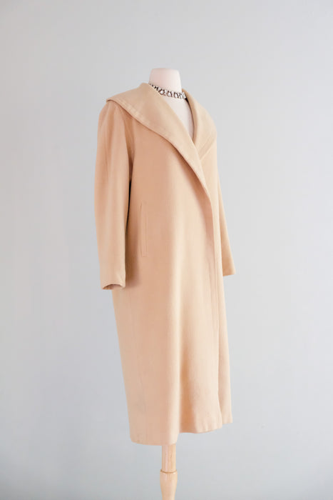 Vintage 1950's Cashmere Cocoon Coat in Camel / SM