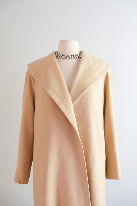 Vintage 1950's Cashmere Cocoon Coat in Camel / SM