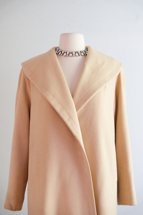 Vintage 1950's Cashmere Cocoon Coat in Camel / SM