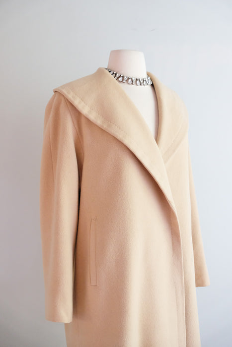 Vintage 1950's Cashmere Cocoon Coat in Camel / SM