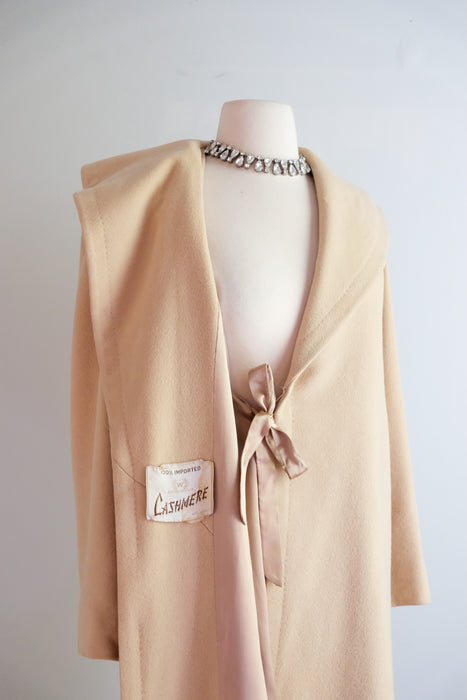 Vintage 1950's Cashmere Cocoon Coat in Camel / SM