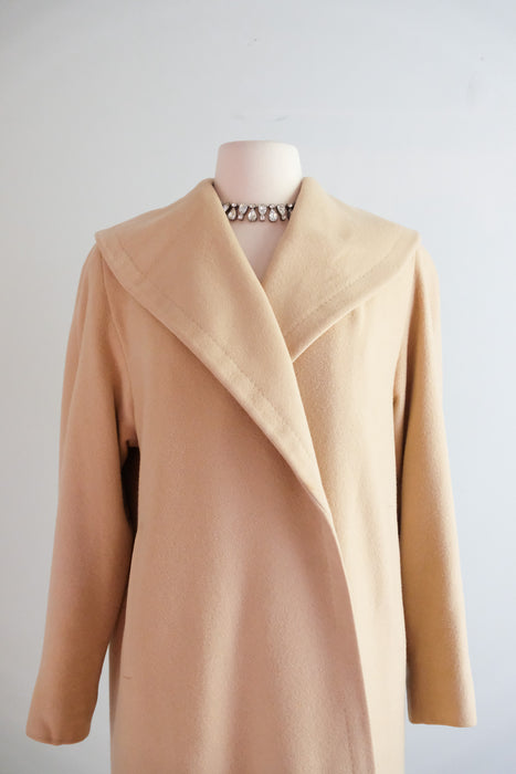 Vintage 1950's Cashmere Cocoon Coat in Camel / SM