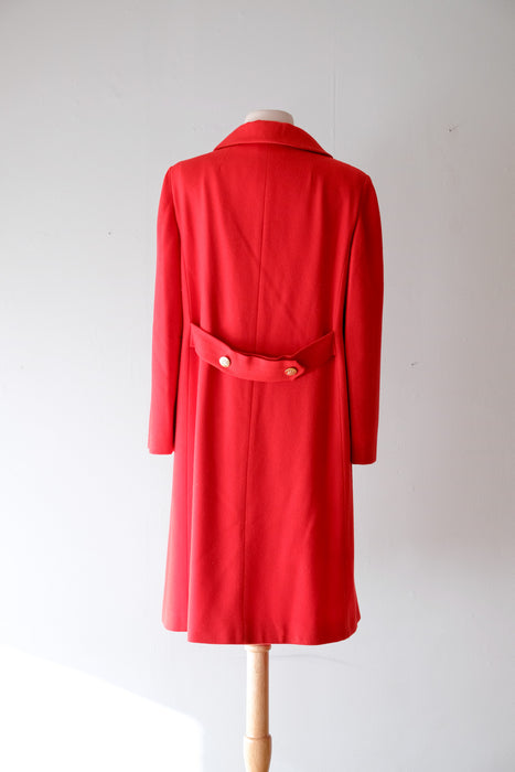 Perfect 1960's Cherry Red & Gold Holiday Peacoat / Sz M