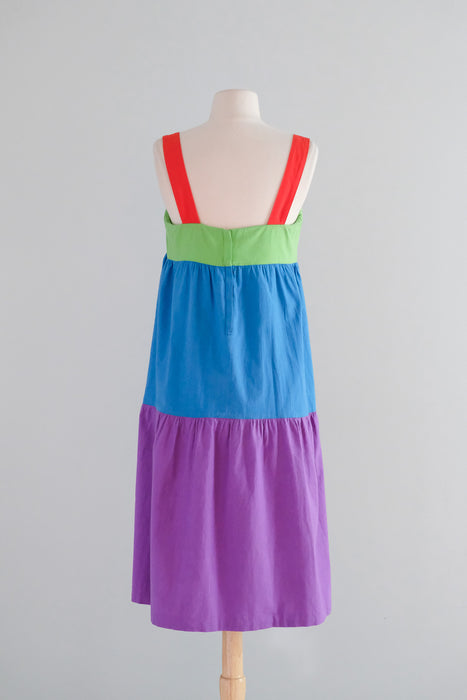 Vintage 1970's Rainbow PRIDE Colorblock Dress by The Strawberry Plant / S