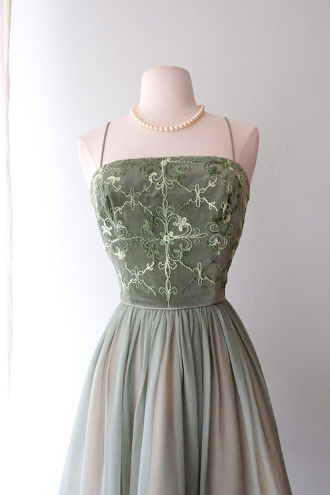 Ethereal 1960's Fairytale Sage Green Velvet Jr. Theme Party Dress / Sz Xtabay Vintage Ethereal 1960's Fairytale Sage Green Velvet Jr. Theme Party Dress / Sz Xtabay Vintage