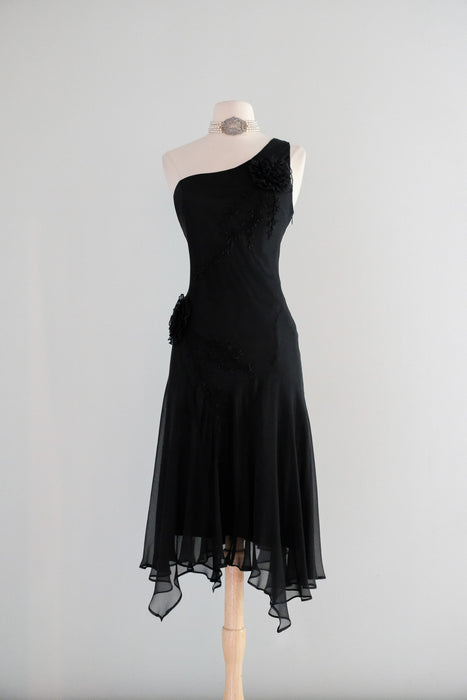 Vintage 1990's One Shoulder Silk Chiffon Party Dress by Sue Wong / M Xtabay Vintage Vintage 1990's One Shoulder Silk Chiffon Party Dress by Sue Wong / M Xtabay Vintage