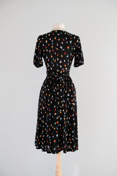 Vintage 1990's Tulip Wrap Dress in Jersey Cotton by Only Hearts / S
