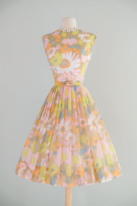Vintage 1960's Flower Child Pastel Sundress by Fritzi / M