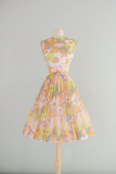 Vintage 1960's Flower Child Pastel Sundress by Fritzi / M