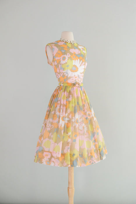 Vintage 1960's Flower Child Pastel Sundress by Fritzi / M