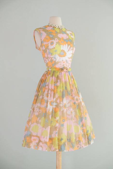 Vintage 1960's Flower Child Pastel Sundress by Fritzi / M