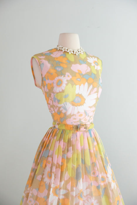 Vintage 1960's Flower Child Pastel Sundress by Fritzi / M