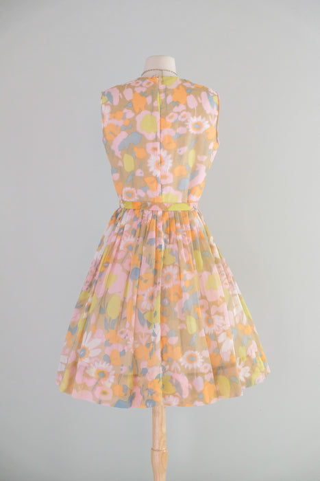Vintage 1960's Flower Child Pastel Sundress by Fritzi / M