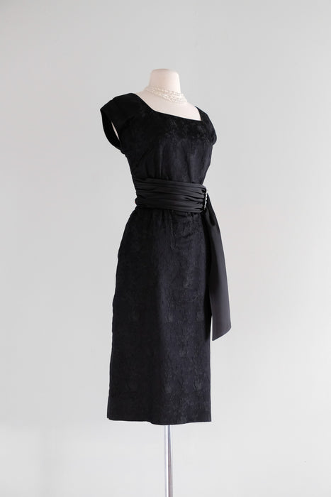 Glamorous 1950s Paul Sachs Little Black Cocktail Dress  / Sz S