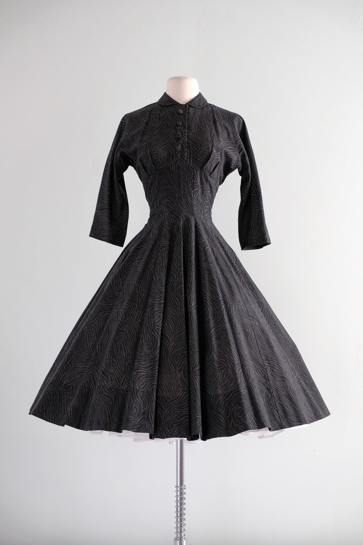 Perfect 1950's Black Swirls Suzy Perette New Look Dress / Sz M Xtabay Vintage Perfect 1950's Black Swirls Suzy Perette New Look Dress / Sz M Xtabay Vintage