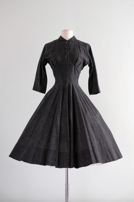 Perfect 1950's Black Swirls Suzy Perette New Look Dress / Sz M