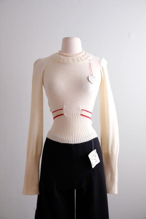 Vintage 1970's NOS Sonia Rykiel Ivory Knit Top / XS