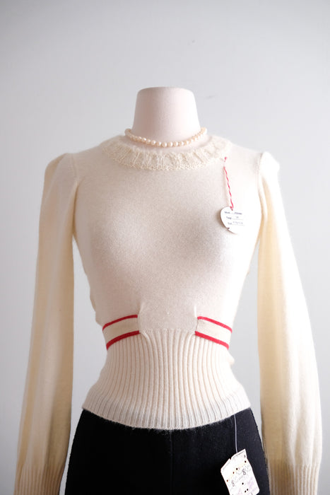 Vintage 1970's NOS Sonia Rykiel Ivory Knit Top / XS