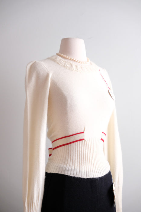 Vintage 1970's NOS Sonia Rykiel Ivory Knit Top / XS