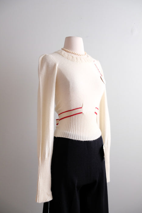 Vintage 1970's NOS Sonia Rykiel Ivory Knit Top / XS