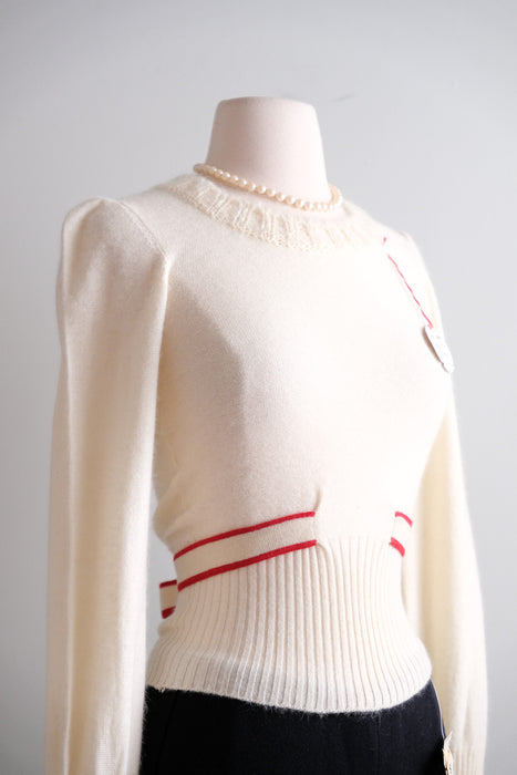 Vintage 1970's NOS Sonia Rykiel Ivory Knit Top / XS