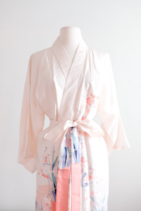 Elegant Cherry Blossom & Iris Japanese Yukata Robe / Sz M