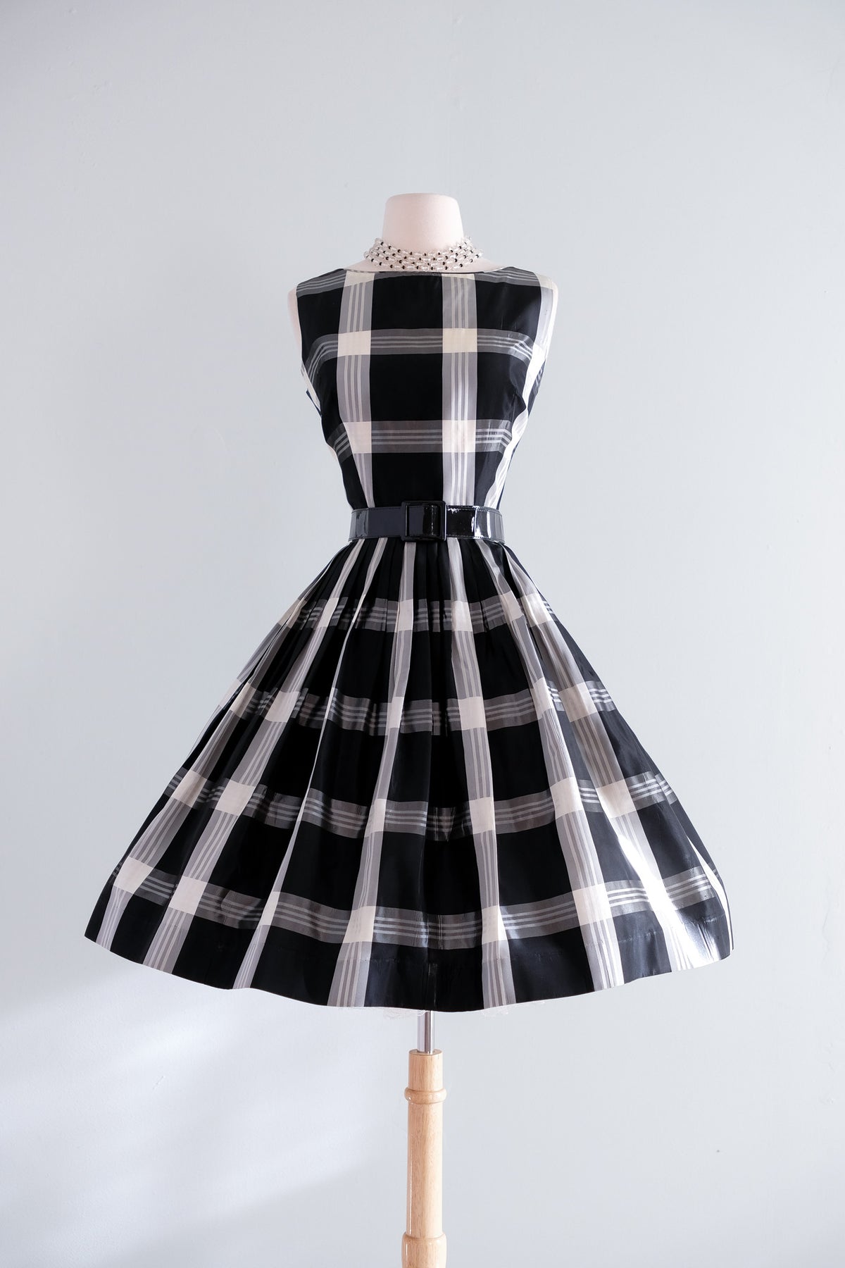 black and white check dress Vintage 1960's Black & White Plaid Taffeta Party Dress by Burt Stanley –  Xtabay Vintage