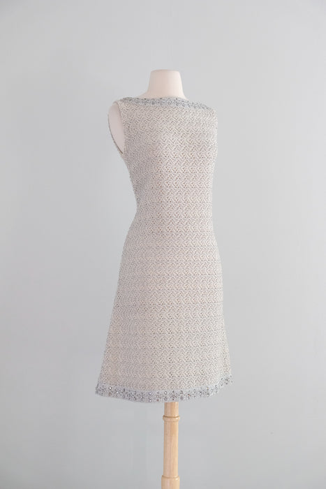 Vintage 1960's Silver Lurex Knit Mod Shift Dress by Dalton / M