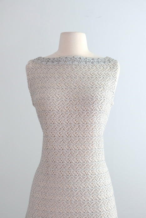 Vintage 1960's Silver Lurex Knit Mod Shift Dress by Dalton / M