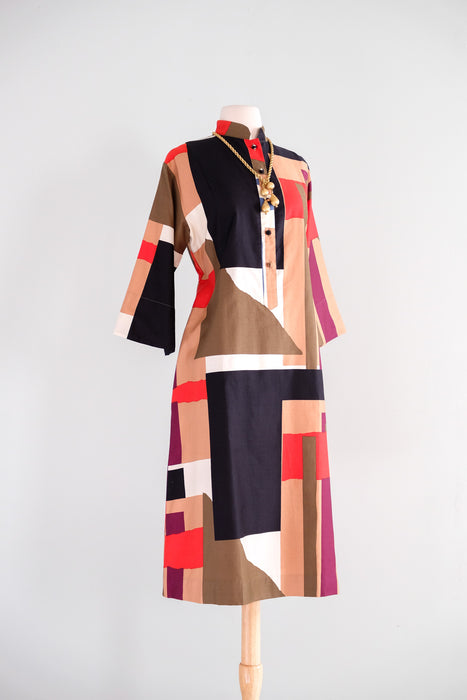 Vintage 1970's Modernist Geometric Art Dress by Catherine OGUST / ML