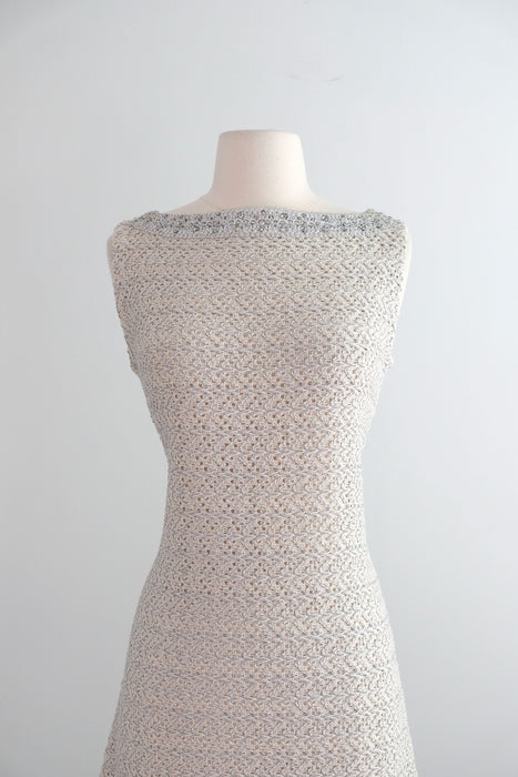 Vintage 1960's Silver Lurex Knit Mod Shift Dress by Dalton / M
