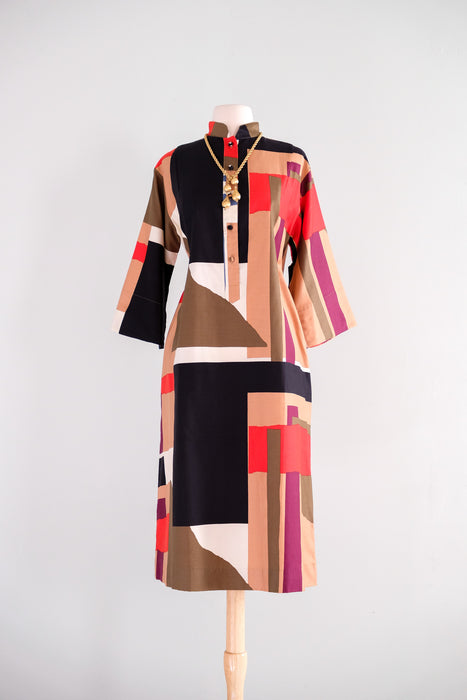 Vintage 1970's Modernist Geometric Art Dress by Catherine OGUST / ML