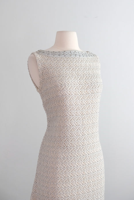 Vintage 1960's Silver Lurex Knit Mod Shift Dress by Dalton / M