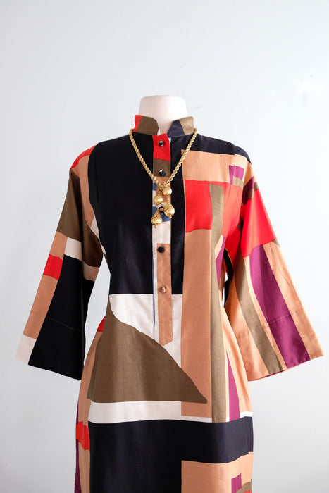 Vintage 1970's Modernist Geometric Art Dress by Catherine OGUST / ML