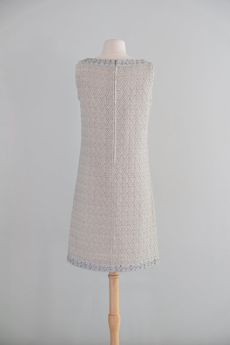 Vintage 1960's Silver Lurex Knit Mod Shift Dress by Dalton / M