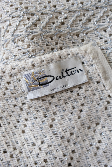 Vintage 1960's Silver Lurex Knit Mod Shift Dress by Dalton / M