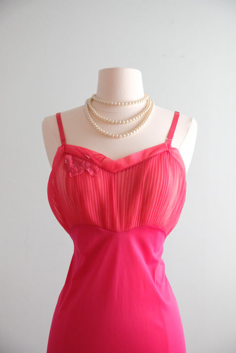 Darling 1950's Hot Pink Vintage Slip Dress / Sz S