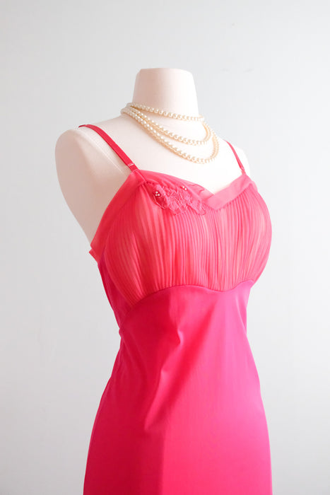 Darling 1950's Hot Pink Vintage Slip Dress / Sz S