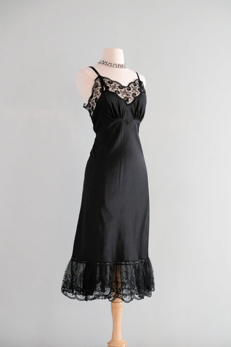 Incredible 1940's Black Sheer Lace Vintage Slip Dress / Sz M Xtabay Vintage Incredible 1940's Black Sheer Lace Vintage Slip Dress / Sz M Xtabay Vintage