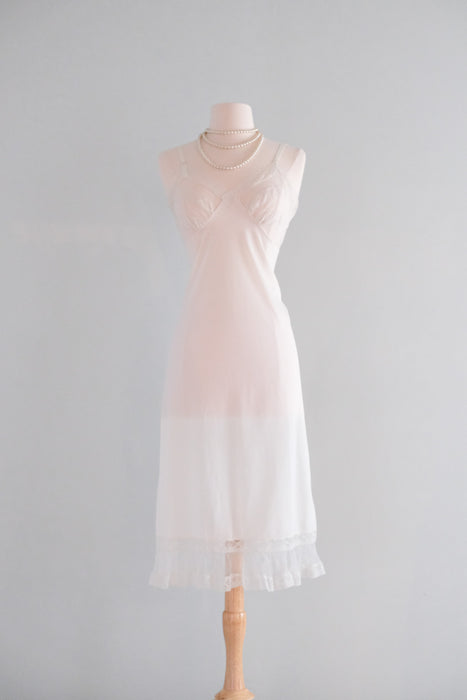 Sweetest 1950's White Sheer Lace Vintage Slip Dress with Pleated Hem / Sz M Sweetest 1950's White Sheer Lace Vintage Slip Dress with Pleated Hem / Sz M