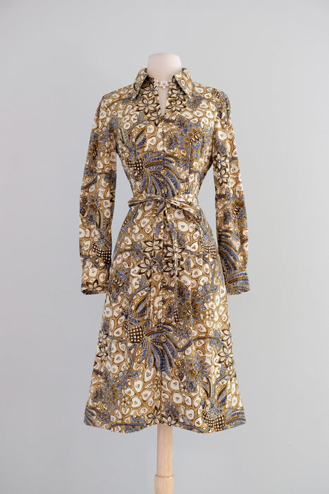 Vintage 1970's Paisley Printed Shirtwaist Dress by McMullen / ML