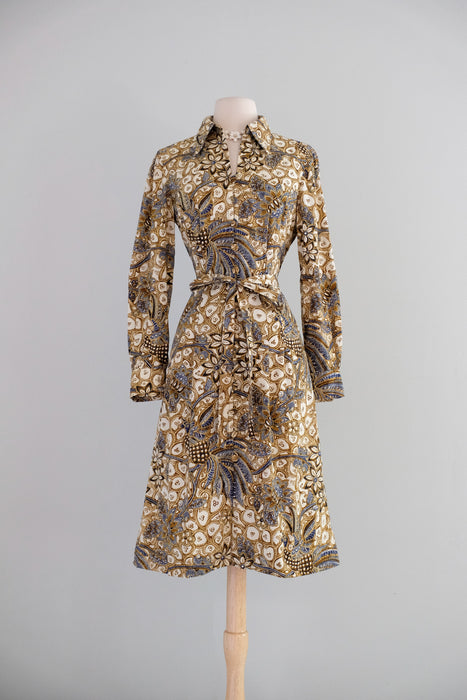Vintage 1970's Paisley Printed Shirtwaist Dress by McMullen / ML