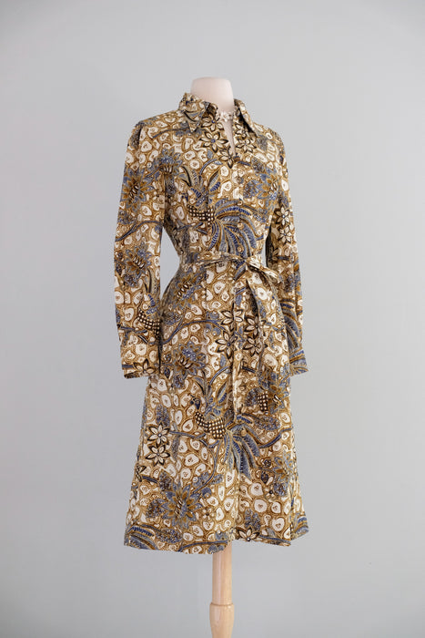 Vintage 1970's Paisley Printed Shirtwaist Dress by McMullen / ML