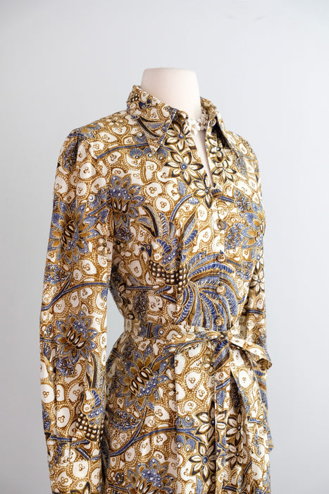 Vintage 1970's Paisley Printed Shirtwaist Dress by McMullen / ML