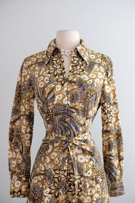 Vintage 1970's Paisley Printed Shirtwaist Dress by McMullen / ML