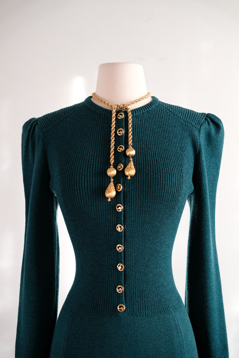 Vintage 1970’s Evergreen Holiday Dress from St. John Knits by Marie Gray   / ML