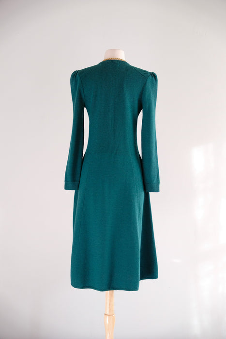 Vintage 1970’s Evergreen Holiday Dress from St. John Knits by Marie Gray   / ML