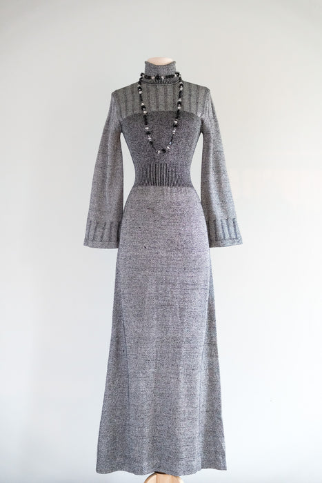 Vintage 1970’s Silver Lurex Knit Dress by Anisette / SM