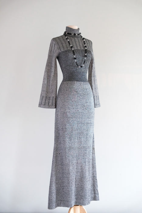 Vintage 1970’s Silver Lurex Knit Dress by Anisette / SM