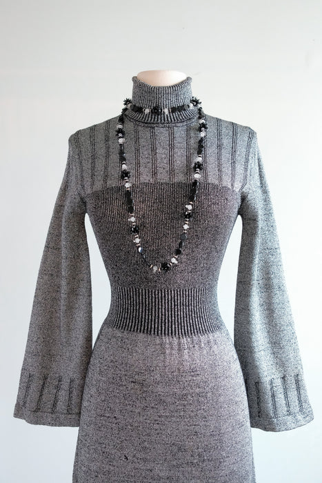 Vintage 1970’s Silver Lurex Knit Dress by Anisette / SM